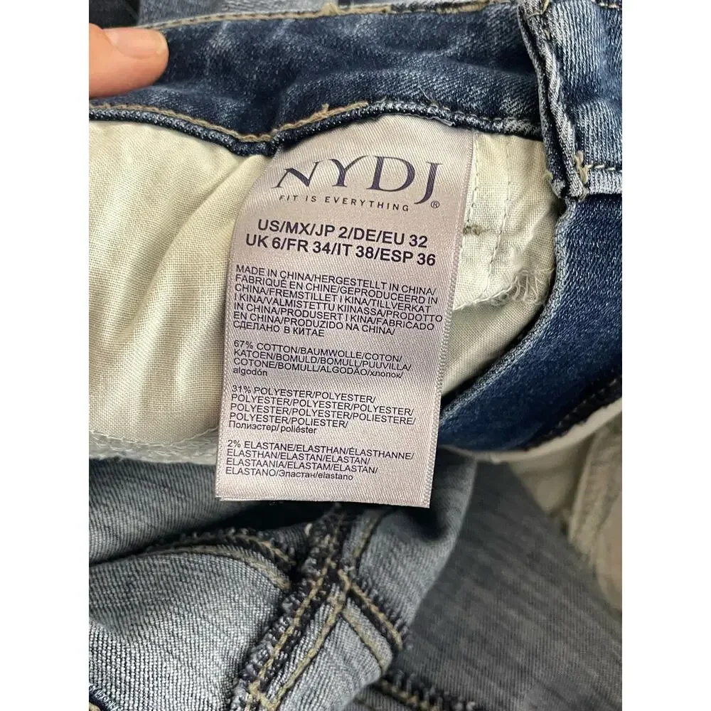 NYDJ Jeans Women's Size 2 Marilyn Straight Raw Hem Ankle Length